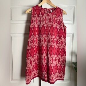 Red Ikat Print Lightweight Cotton Sheath Dress Sz XL Spring Resort Beachy Boho